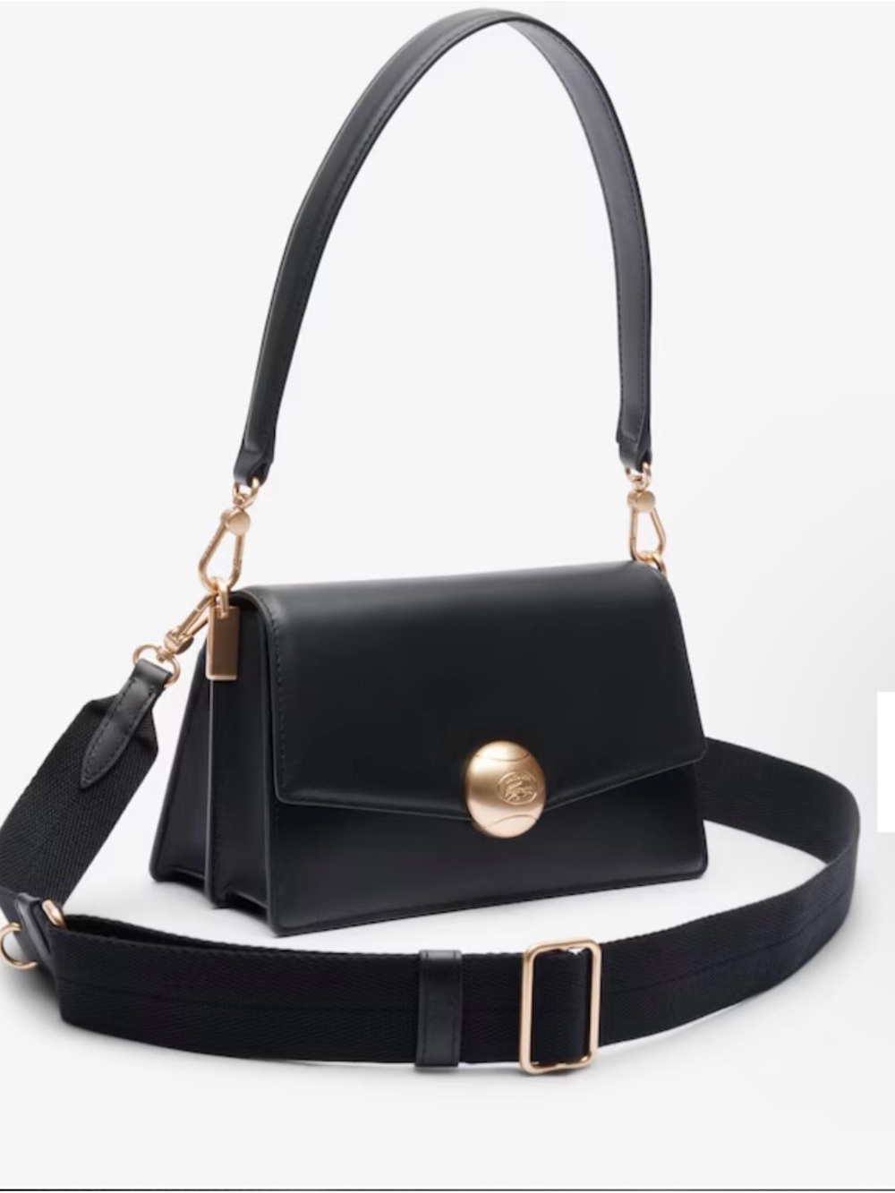 Lacoste Black Shoulder Bag with Gold-Tone Button - Picture 2 of 5